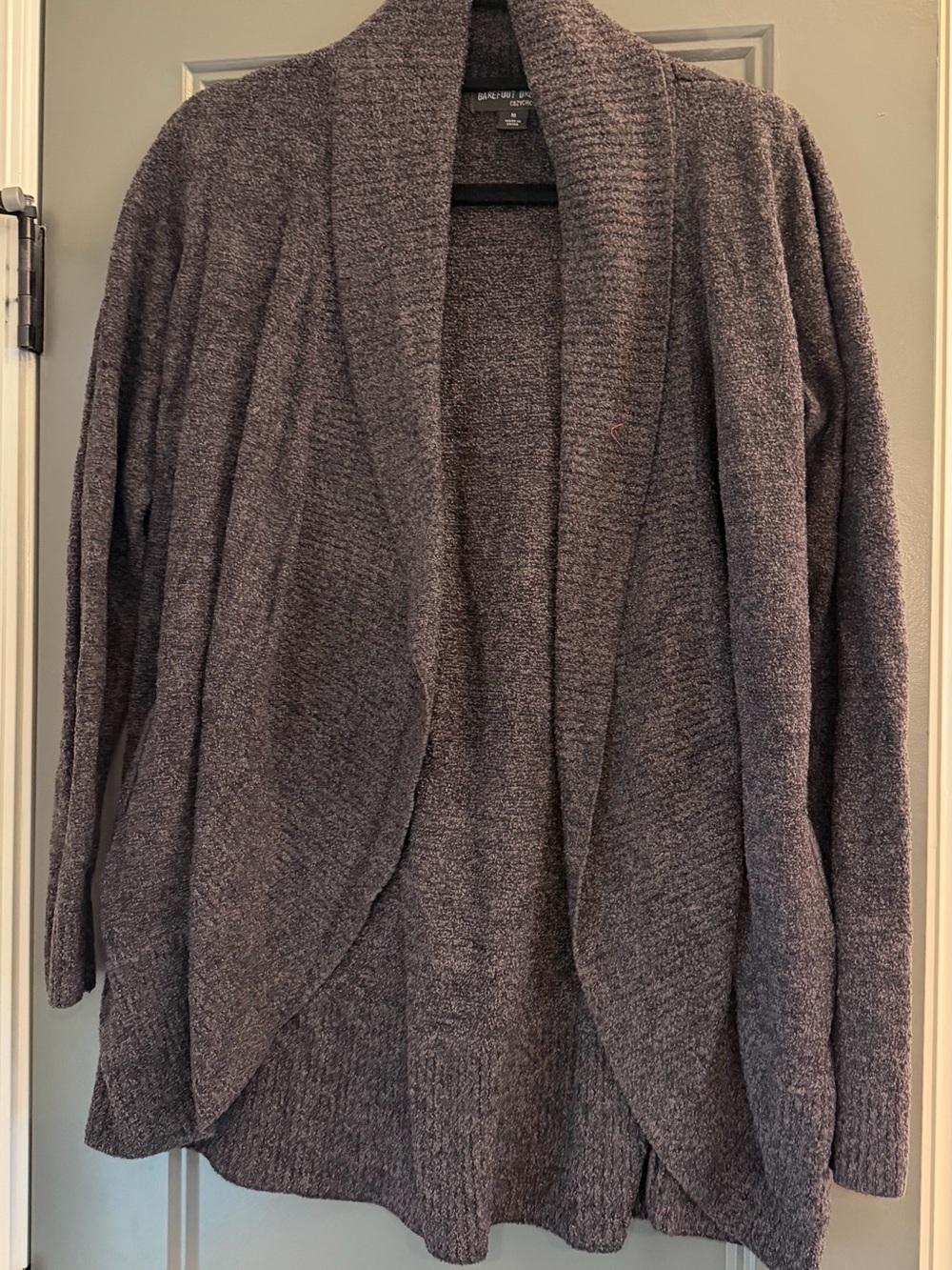 Barefoot Dreams Open-Front Shawl Collar Cardigan - Charcoal Gray